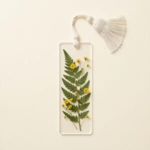 Handcrafted Pressed Rain-Fern Acrylic Bookmark