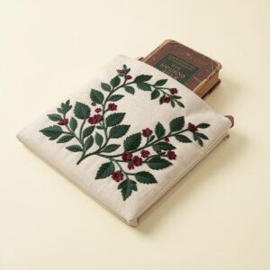 Hand-Embroidered Pluvio Leaf Book Sleeve